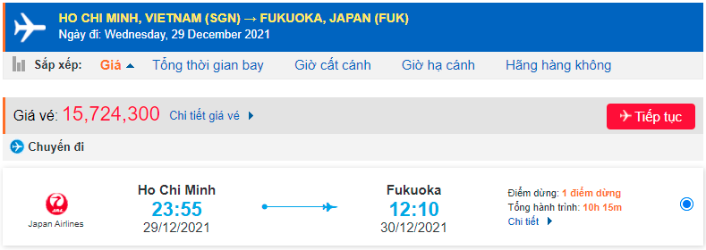 Vé máy bay từ Hồ Chí Minh đi Fukuoka