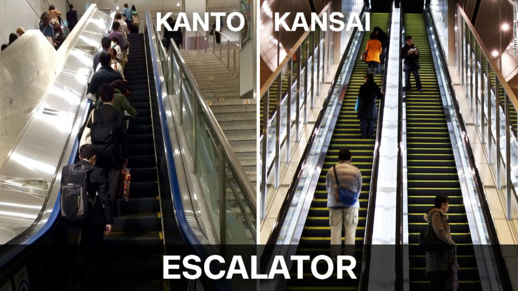 Sự khác biệt giữa Tokyo và Osaka trong việc người dân sử dụng thang cuốn