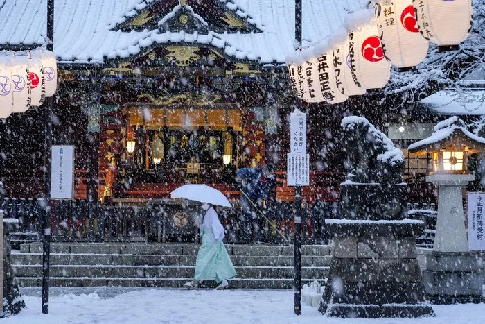 Tuyết rơi vào mùa đông ở Tokyo